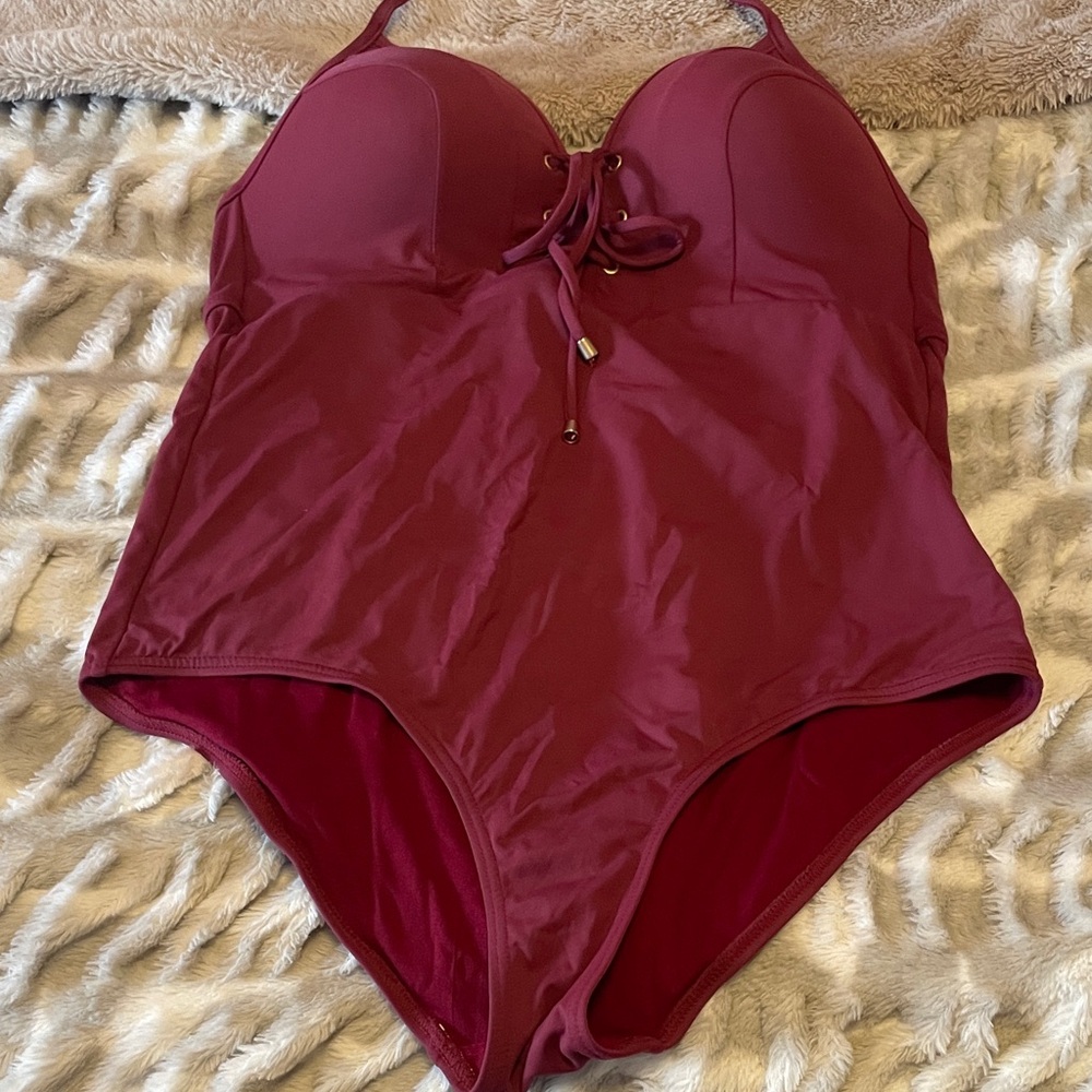 Burgundy Tummy Control Swimsuit